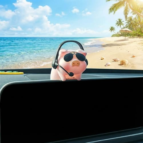 Selbstklebend Autospiegel Anhänger, Sonnenbrille Rückspiegel Anhänger | Lustige Schwein Autoanhänger Dekor Auto Spiegelaufhängung für Autospiegel, Türen, Zuhause, Büro (Schwein-D)