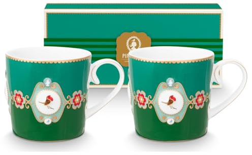 Pip Studio Love Birds Medallion Emerald-Green Henkelbecher Small 0,15l Set2