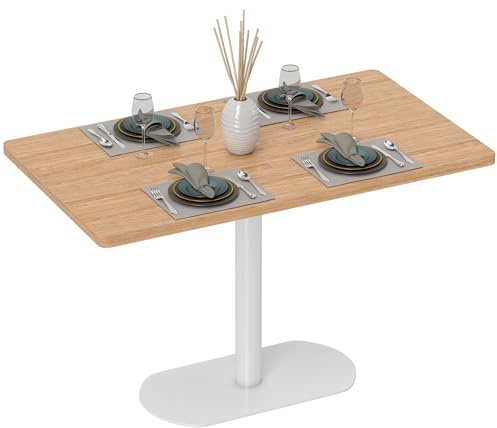 HOMCOM Table à Manger rectangulaire 6 Personnes, Plateau épais et piétement Solide, Table de Cuisine Style scandinave 120x70x75 cm, chêne et Blanc