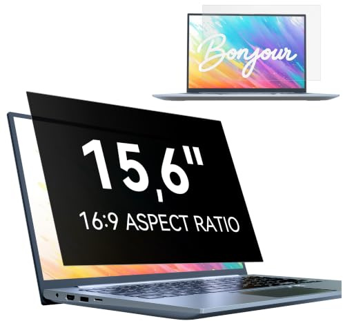 Filtre Confidentialité Protection Écran 15,6 Pouces Ordinateur Portable, Amovible Anti Espion Lumière Bleue Reflet Protege écran Film Compatible avec HP Laptop Dell ASUS Acer Lenovo Thinkpad