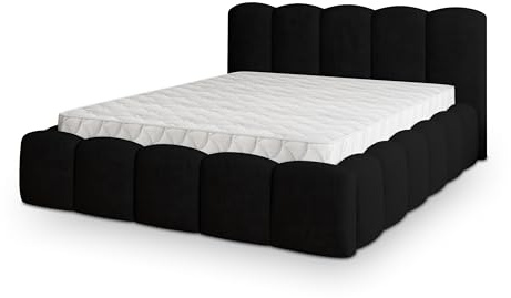 Masseno Polsterbett FALINA K 120x200 cm, Doppelbett, Bettkasten, Stauraum, Lattenrost Und Kopfteil - Schwarz, Kronos 07