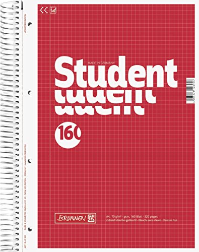 Brunnen 1067982 Notizblock / Collegeblock Student (A4, kariert, 70 g/m², 160 Blatt)