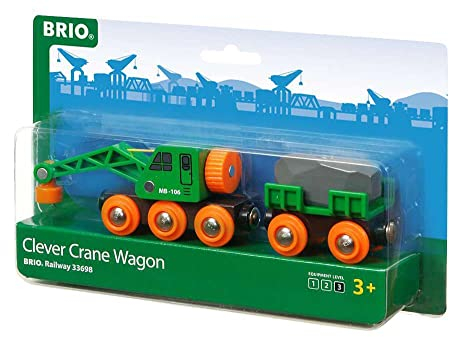 BRIO World - Grüner Kranwagen mit Anhänger und Fracht