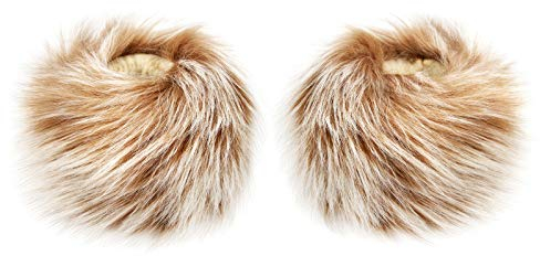 Futrzane Classic Manschetten - Fell Stulpen Damen - Pelz Pulswärmer Handstulpen (Hellbraun Classic)