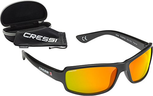 Cressi Unisex Sonnenbrille Polarized, Schwarz/Verspiegelt Linsen Orange, Einheitsgröße