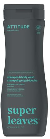 ATTITUDE 2-in-1 Body Wash and Hair Shampoo, EWG Verified Shower Gel, Dermatologically Tested, Made with Naturally Derived Ingredients, Vegan Personal Care, Black Willow and Aspen, 473 mL