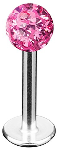 Piersando Piercing Barbell mit Ferido Kristall Glitzer Kugel Lippe Labret Lippenpiercing Ohr Ohrpiercing Tragus Helix