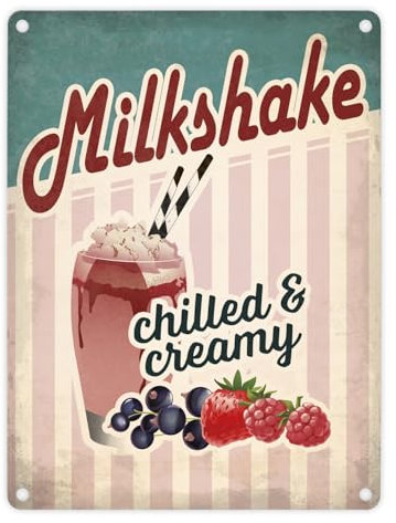trendaffe - Metallschild mit American Diner Classics - Milkshake Motiv