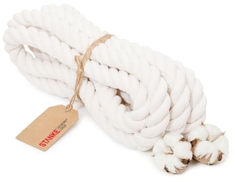 Seilwerk STANKE Baumwollseil 30mm x 15m, Seil, Baumwollkordel, Beige | Tau, Handlaufseil, Garn, Bastelschnur, DIY Rope, Handwerk, Hundespielzeug, leicht zu knoten, 100% natürliche Baumwolle