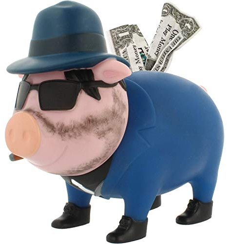 LILALU Spardose BIGGYS Mafioso, Sparschwein Kopf drehbar Sparbox Sparbüchse Münzeinwurf Piggy Bank Tresor Kinder