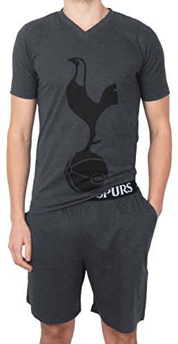 Tottenham Hotspur FC Official Gift Mens Loungewear Short Pyjamas Grey Small
