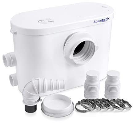 Aquamatix Silencio 3 Hebeanlage 400W Abwasserpumpe 145L/min 8m Vertikale Förderstrecke mit 3 Einlässen für Toilette, Waschbecken und Waschmaschine mit Kohlefilter