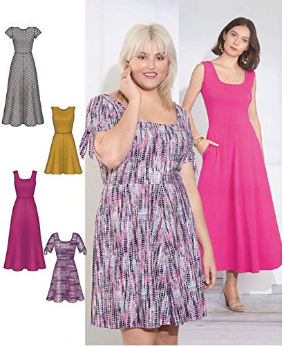 SIMPLICITY Sewing Pattern S8874 Misses'/Women's Knit Dress, Paper, White, VARIOUS