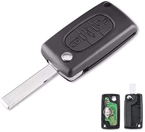 Clé complète avec électronique à Programmer pour C1 C2 C3 C4 C5 C6 C8 Xsara Picasso 207 208 307 308 407 807 3008 5008 3 Boutons Coffre CE0523 Télécommande @Pro-Plip