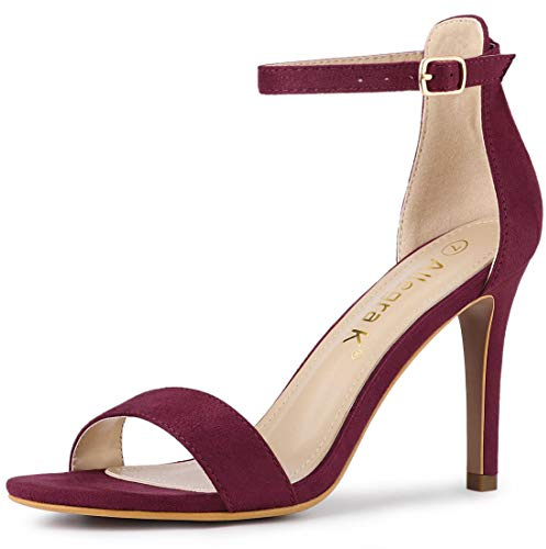 Allegra K Sandali da donna in pelle scamosciata con tacco alto, bordeaux, 40 EU