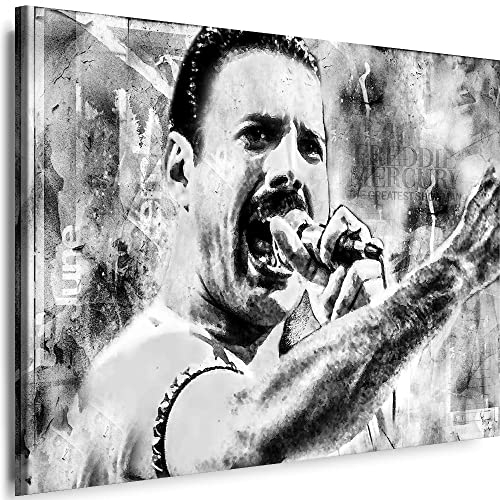 Myartstyle - Bilder Queen - Freddie Mercury Band 80 x 60 cm Leinwandbild Xxl - Wandbild 1 Teilig - Gerahmter Kunstdruck Musik w-s-2023-62