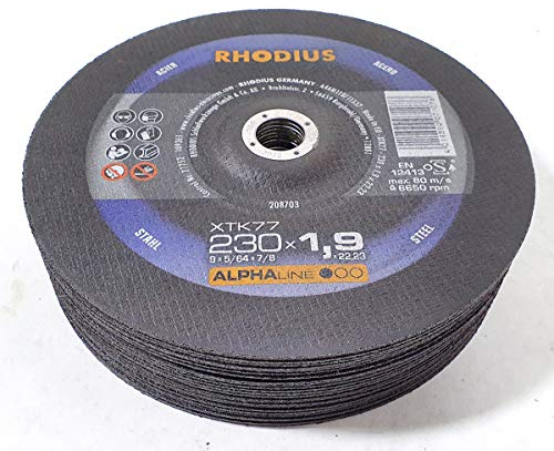 Rhodius XTK77 Trennscheiben 230 x 1,9 mm für Stahl 25 Stück gekröpft