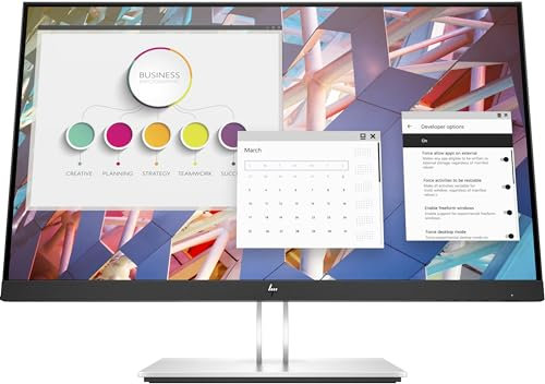 HP E24 G4 Monitor Business, Schermo IPS FHD 23.8”, Tempo Risposta 5ms Overdrive, Risoluzione 1920 x 1080, Antiriflesso, Inclinazione/Altezza/Pivot Regolabili, DiplayPort, HDMI, VGA, USB, Argento