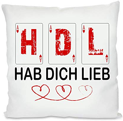 HDL HAB DICH LIEB | Lieblingsmensch, Liebe, Paar, Partner, Freundin| Fotokissen | bedrucktes Kissen | Kissen | Motivkissen | Geschenke zu Geburtstag, Valtentinstag | 40 x 40 cm (mit Kissenfüllung)
