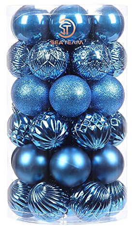 Sea Team 41ct infrangibile Ornamento Natalizio per Decorare l’Albero Natale, col Filo da Appendere Senza Glitter Paillettes, è Decorazione Ideale per la Festa,Cerimonia e Party (60mm,blu principessa)