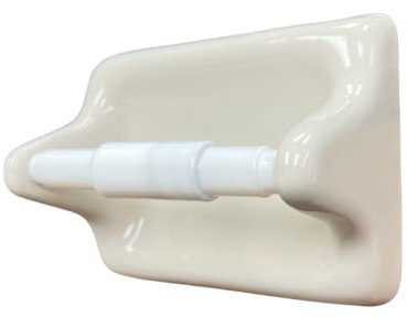 Tenedos Toilettenpapierhalter aus glasierter Keramik, Zubehör, Knochenmandel, Wandhalterung, versenktes Design, langlebig, nicht für flache Oberflächen geeignet