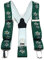 TigerTie Unisex Hosenträger in Y-Form mit 3 extra starken Clips - Farbe in grün weiß gelb mit Edelweißmotiv - hochwertige Verarbeitung - Breite 35 mm