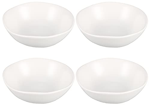 Housoutil 4 Pièces en Céramique Sauce Plats Dip Bols Ronde Assaisonné Plats Sushi Trempage Bol Soucoupes Bol Mini Apéritif Plaques Assaisonné Plat Soucoupe Plaques Blanc