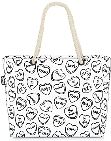 VOID Candy Valentinsgeschenk Herzen Strandtasche Shopper 58x38x16cm 23L XXL Einkaufstasche Tasche Reisetasche Beach Bag