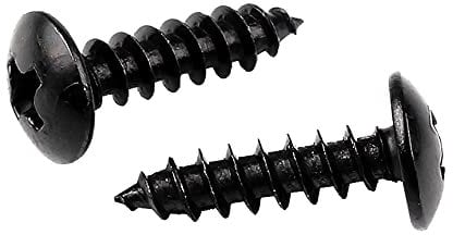 Oneyijun 20 Pcs M3.5 x 20mm Self Tapping Wood Screws Carbon Steel Mushroom Round Flanged Head Fasteners Drilling Screw Black