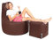 PATCH HOME Patchhome Gamer Kissen Lounge Kissen Sitzsack Sessel Sitzkissen Bean Bag + Würfel/Hocker mit Reißverschluss bereits befüllt (Brown, XXL - Ø80cm Sessel + 35x35cm Würfel)