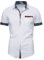 Hemd Herren Mit Knopfleiste Henley Hemd Herren Retro Druck Spleißen Revers/Stehkragen Strandshirt Herren Sommer Slim Fit Kurzarm Taschen Shirt Herren F-White3 L