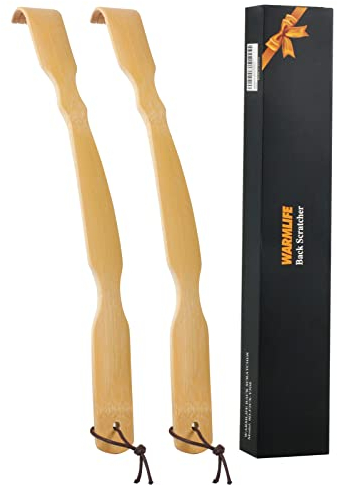 WARMLIFE Rascador de Espalda de Bambú (Pack de 2) con Mango Largo 43cm, Regalo Hombre y Regalos Originales para Mujer y Hombre