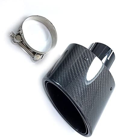 DHWUIASF 1 Pcs Oval Glänzend Cabon Fiber Schwarz Edelstahl Auspuffrohr Universal Auto Schalldämpfer Schwanz Kehle Auspuffblenden (Size : 76MM IN 150MM Out)