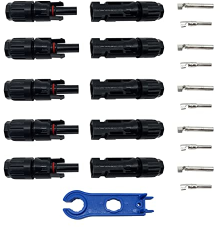 Kibon 5 Paar Solarstecker, SolarPanel Stecker, Solar Steckverbinder mit Schlüsseln Solar Panel Kabel Steckverbinder 5 Paare männlich/weiblich
