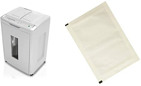 Shredcat 8285 Auto-Feed Aktenvernichter, 4 x 10 mm Partikelschnitt (bis 350 Blatt, Sicherheitsstufe P-4) & Amazon Basics - Schmiermittelblätter für Aktenvernichter, 12er-Pack
