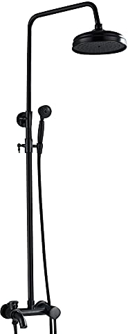 Antik Schwarz Dusch Armatur Duschset Duschsystem Regendusche Rain Shower Set Nostalgie Überkopfbrause Handbrause