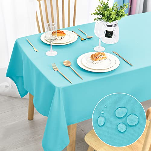 DWCN Aqua Tischdecke Fleckschutz Abwaschbar Tischwäsche Wasserdicht Tischtuch für Esszimmer, Garten, Party, Hochzeiten oder Haushalt,150x300cm