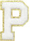 GYGYL 3PCS Chenille Varsity Glitters Letters Patch, Iron on Large Size Letter Patches for Team Costume Decoration, Height 4-1/2In, Letter P