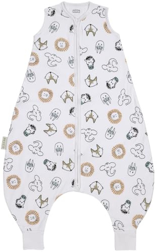 MEYCO Sommerschlafsack m.Füßen 80cm 0.5 TOG Animal Multicolour | 100% Baumwolle - Oeko Tex zertifiziert - Langer Reißverschluss - Sommerschlafoverall - hautfreundlich, atmungsaktiv