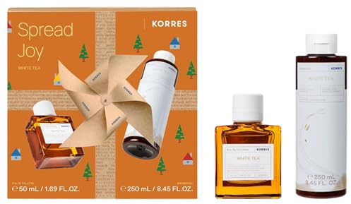 KORRES WHITE TEA Duftset für Sie, Geschenkset für Damen mit EDT 50 ml und Duschgel 250 ml, vegan