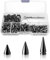 100pcs Spikes Studs 7mm métal cône Spikes rivets, punk rock vis dos Studs pour bricolage sacs vêtements bracelet en cuir artisanat collier avec tournevis (noir, taille 3)