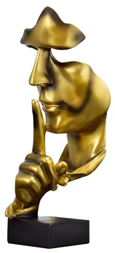 Tibeoyad Schweigen ist Gold Statue，Büro Regal Tischdekoration Abstrakte Kunst Statue Home Ornament Kreative Kunstharz Skulptur (Golden)