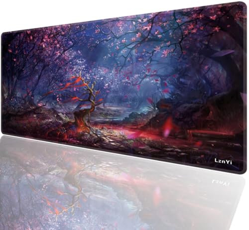 LznYi Grand tapis de souris étendu 600 x 300 mm, long tapis de souris pour clavier d'ordinateur avec base antidérapante et bords cousus pour jeux de bureau (60 x 30 cm, shinetree01)