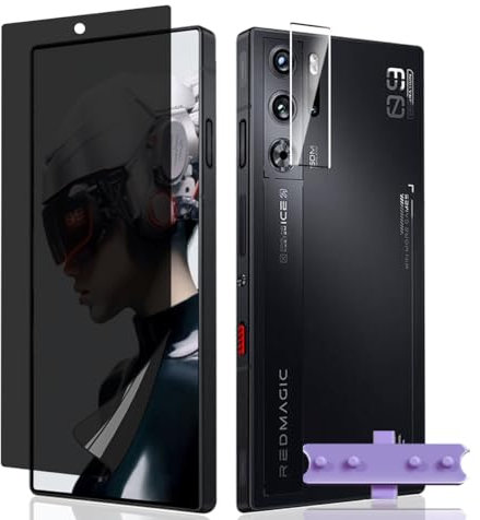 Teenrpov [1+1 Stück Schutzfolie für Red Magic 9 Pro Sichtschut Weich TPU Folie + Red Magic 9 Pro Kamera Schutzglas, Red Magic 9 Pro Anti-Spy Privatsphäre Weich TPU Kratzfest