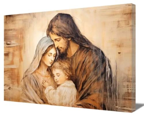 ZQQART Jungfrau Maria und Jesus Leinwanddrucke Joseph Bild Heilige Familie Gemälde Madonna und Joseph Bild Katholische christliche Kirche Religiöses spirituelles Dekor (Heilige Familie-A,40x60cm)