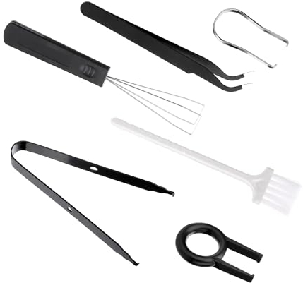 NIYATA Juego de 6 herramientas para quitar teclas, extractor de teclado, herramienta de extracción de interruptores con tapas de teclas, pinzas, cepillo de limpieza para teclado mecánico