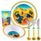 Dinosaur Kids 6 Piece Reusable Dinner Set - Plate/Bowl/Cup/Knife/Fork/Spoon - Childrens Dinnerware Tableware Cutlery Set