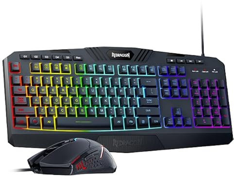 Redragon Updated S101 Programmable Gaming Keyboard and Mouse, RGB Backlit Keyboard Mouse with Software, Independent Macro Record Keys, Value Combo Set