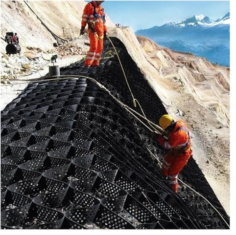 MAHNFEID 4-Zoll-Geo-Bodengitter mit Wabenstruktur aus HDPE für Auffahrten, Böschungsgitter zur Erosionskontrolle für Stützmauern/Gehwege, Geogitter zur Bodenstabilisierung zum Auffüllen von Kies/Bode