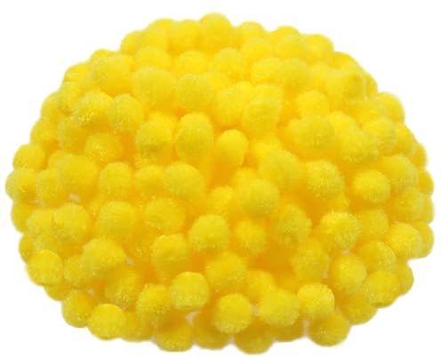 TOAOB 300 Stück Pompons 10mm Klein Gelb Pompom Flauschigen Plüsch set Bälle Kunst Bommel für Lustige DIY Kreative Handwerk